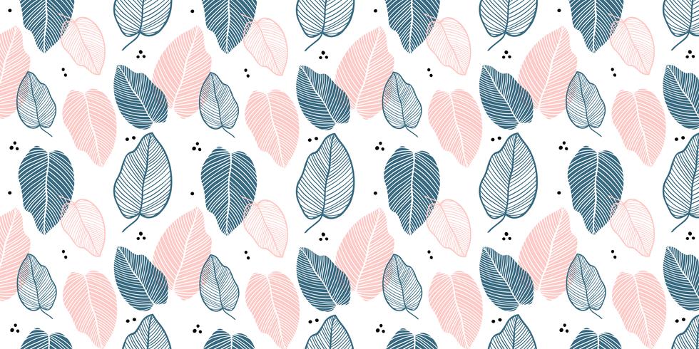 Floral background of leaves in flat style. vector