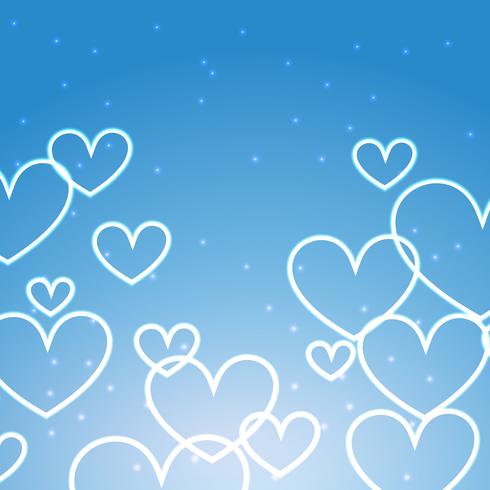 fondo azul con multiples corazones vector