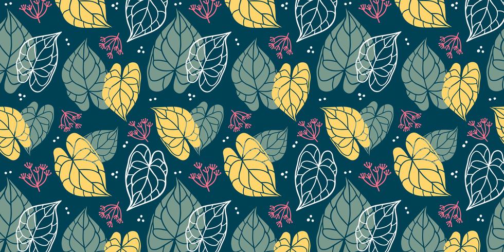 Floral background of leaves in flat style.  vector