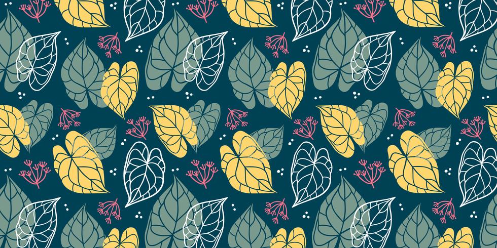 Fondo floral de hojas en estilo plano. vector