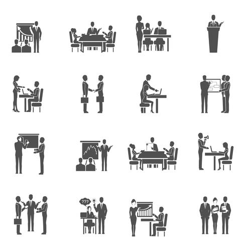 Business Training Icons Set vector