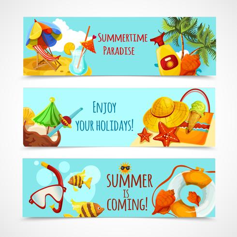 Banners de vacaciones de verano vector