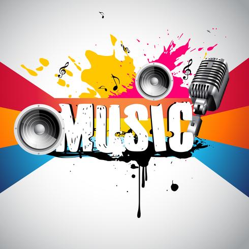 grunge style music background vector