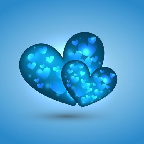 Ilustración hermosa del corazón en fondo azul vector