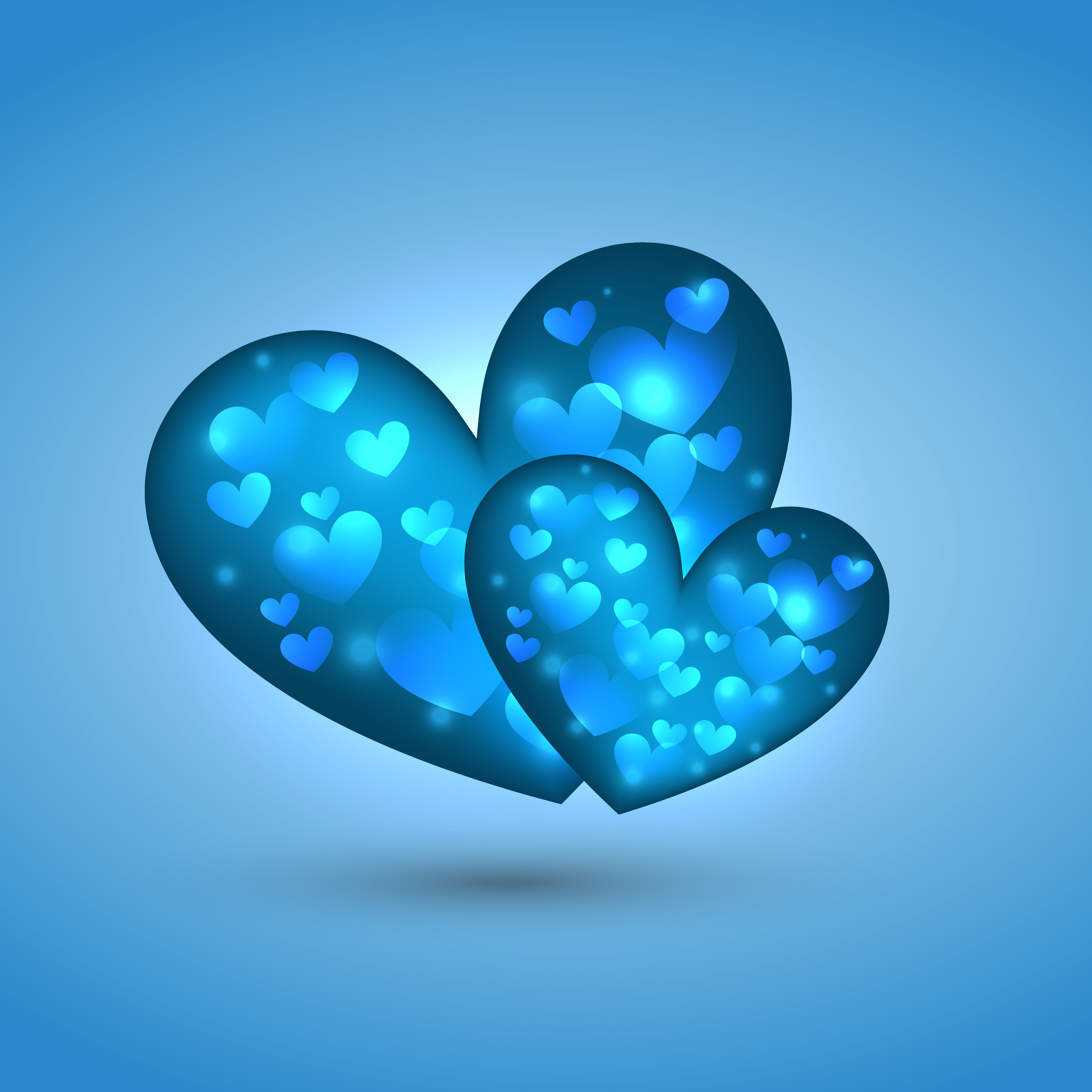 beautiful heart illustration in blue background 458837 Vector Art at ...