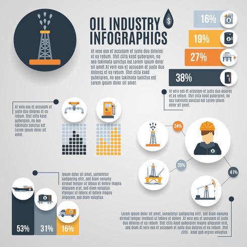 Infografía de la industria del petróleo vector