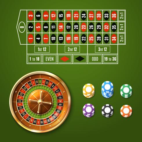 Juego de ruleta europea vector