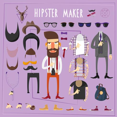 Hipster maestro creativo conjunto constructor vector