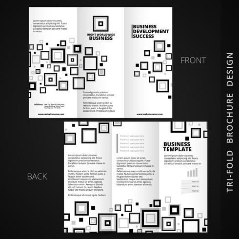 vector tri-fold brochue design with multiple square shapes