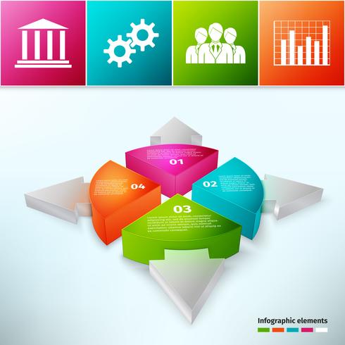 Gráfico circular con flechas 3d vector