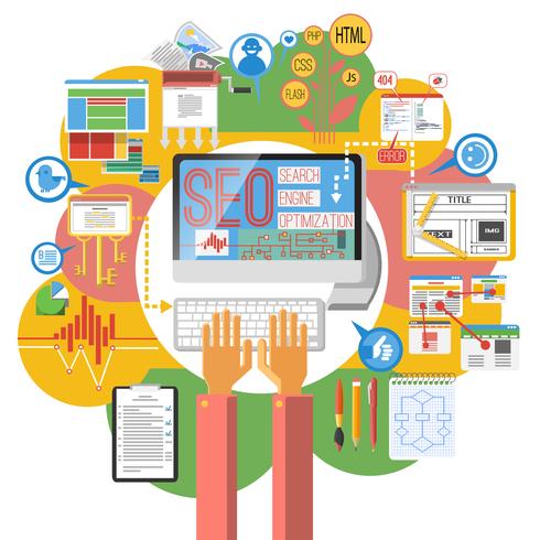 Seo concept computer poster vector