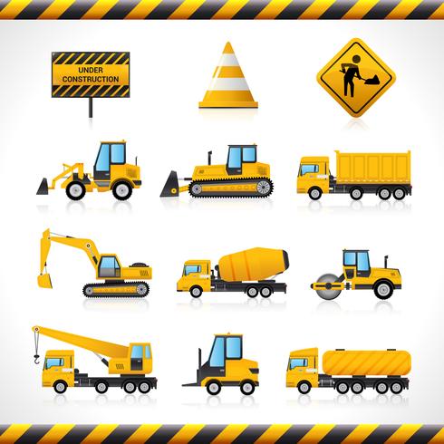 Construction Machines Set vector