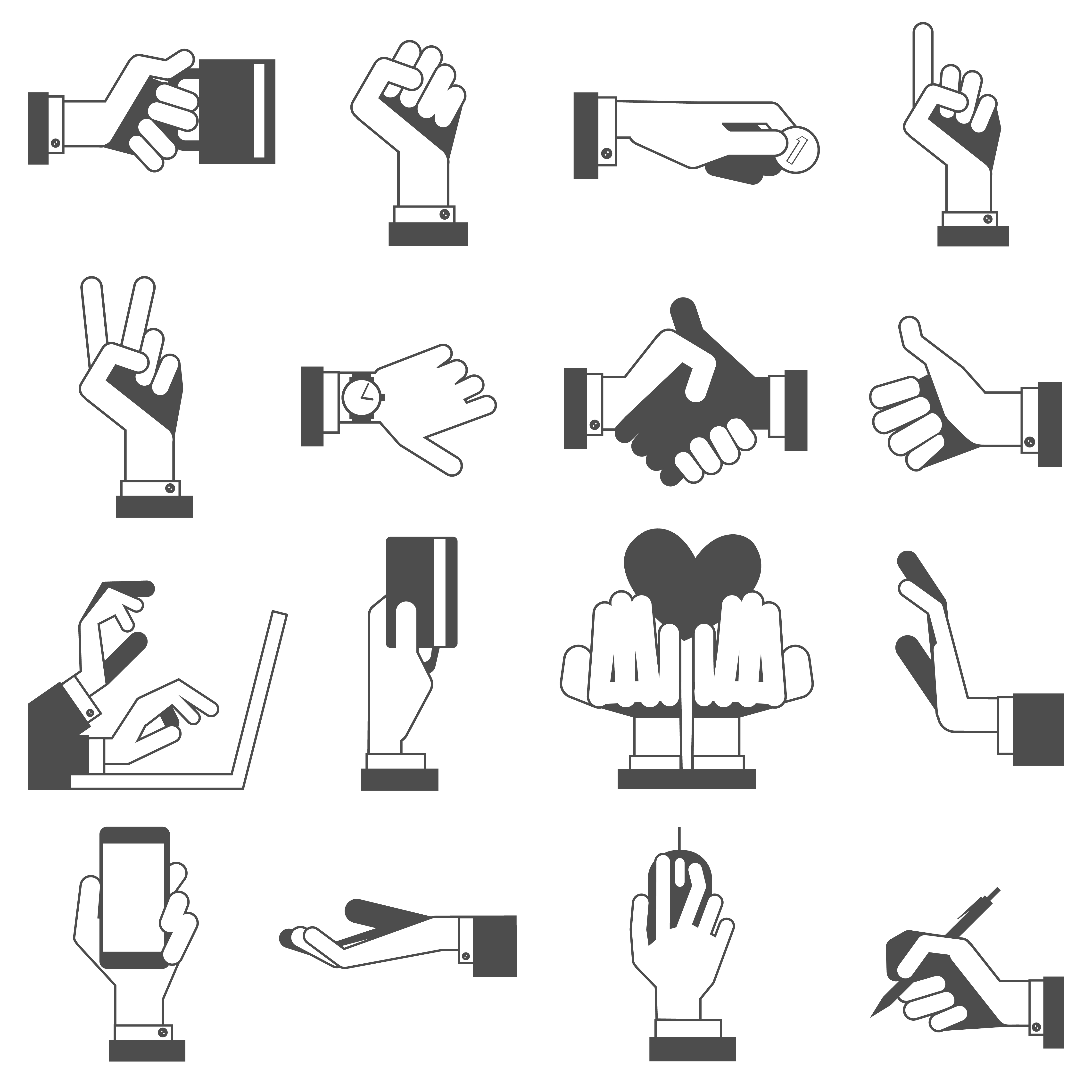 Hand icons set black 458995 Vector Art at Vecteezy