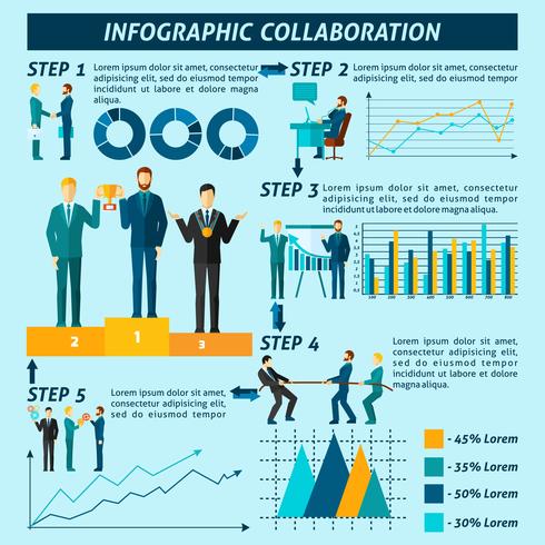 Conjunto de infografías de colaboración. vector