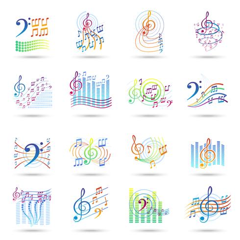 Conjunto de iconos de notas de música vector