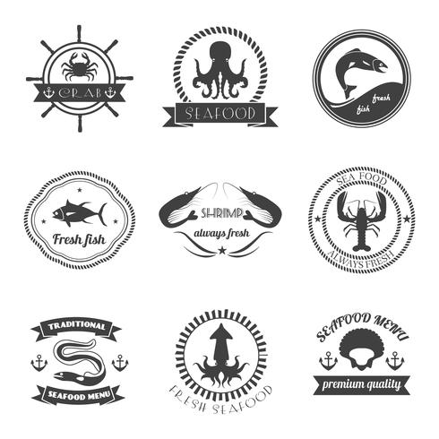 Sea Food Label Set vector