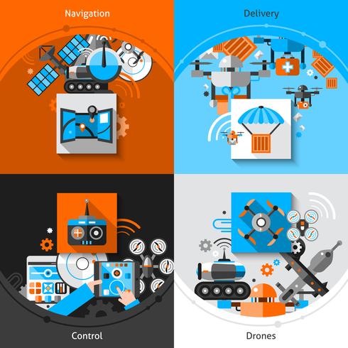 Drone Conjunto Plano vector