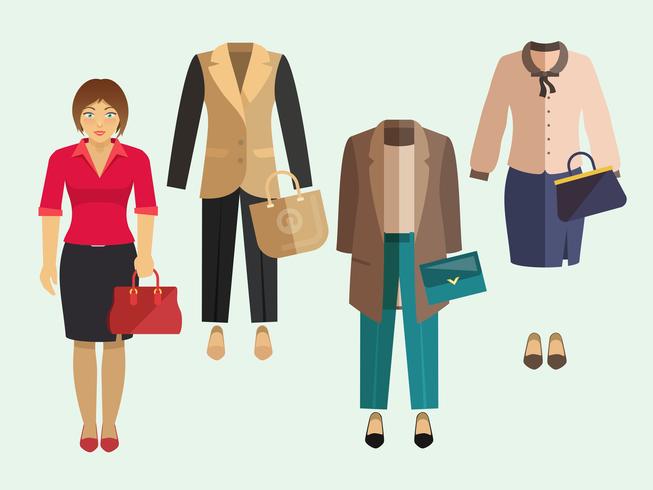 Conjunto de ropa de mujer de negocios vector