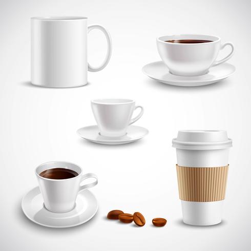 Juego de café realista vector