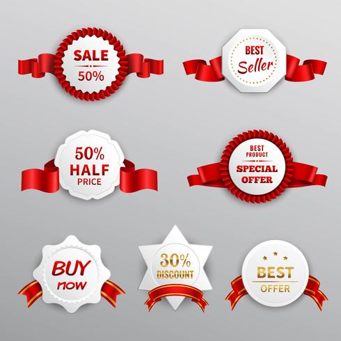 Red Paper Sale Labels vector