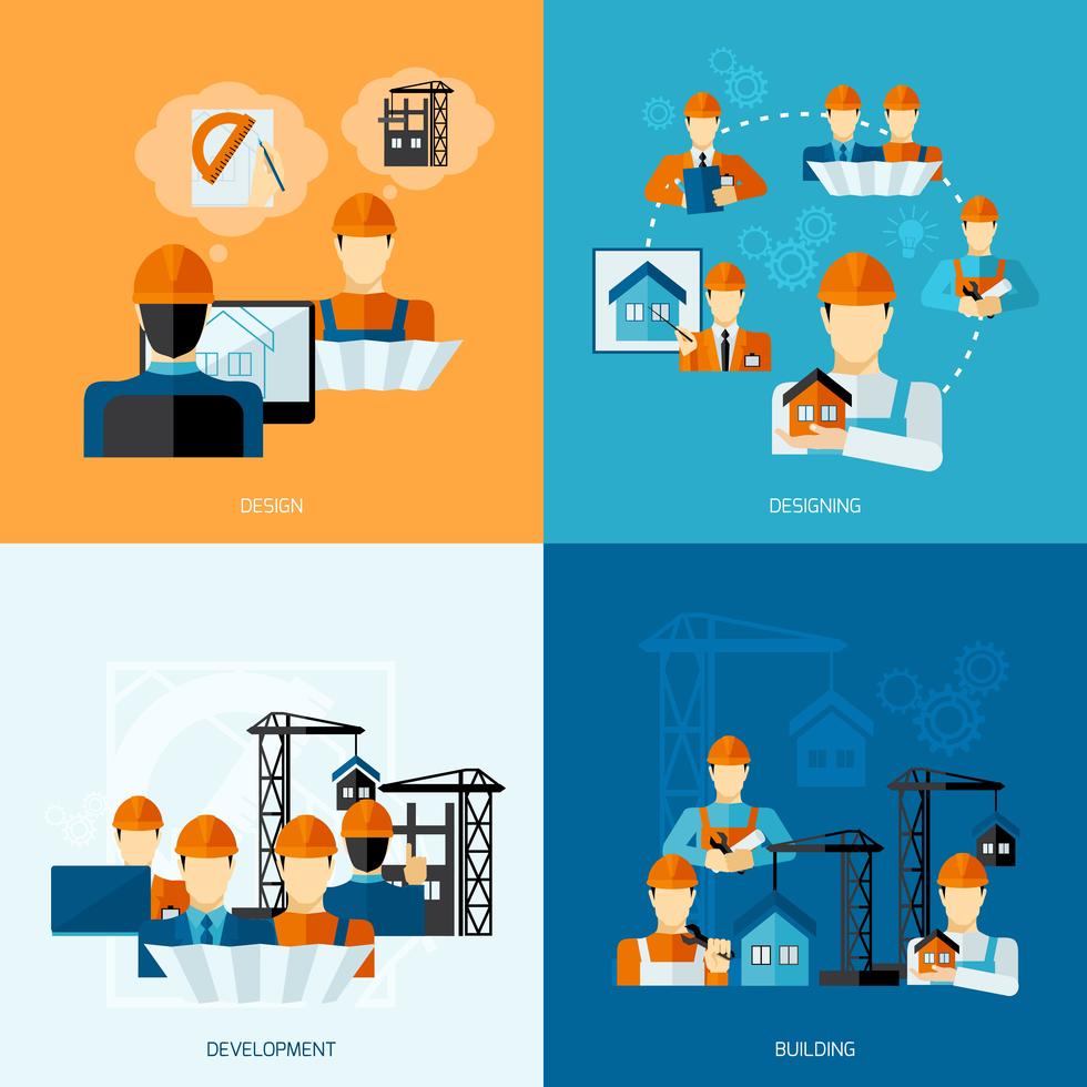 Engineer Flat Set 459051 Vector Art at Vecteezy