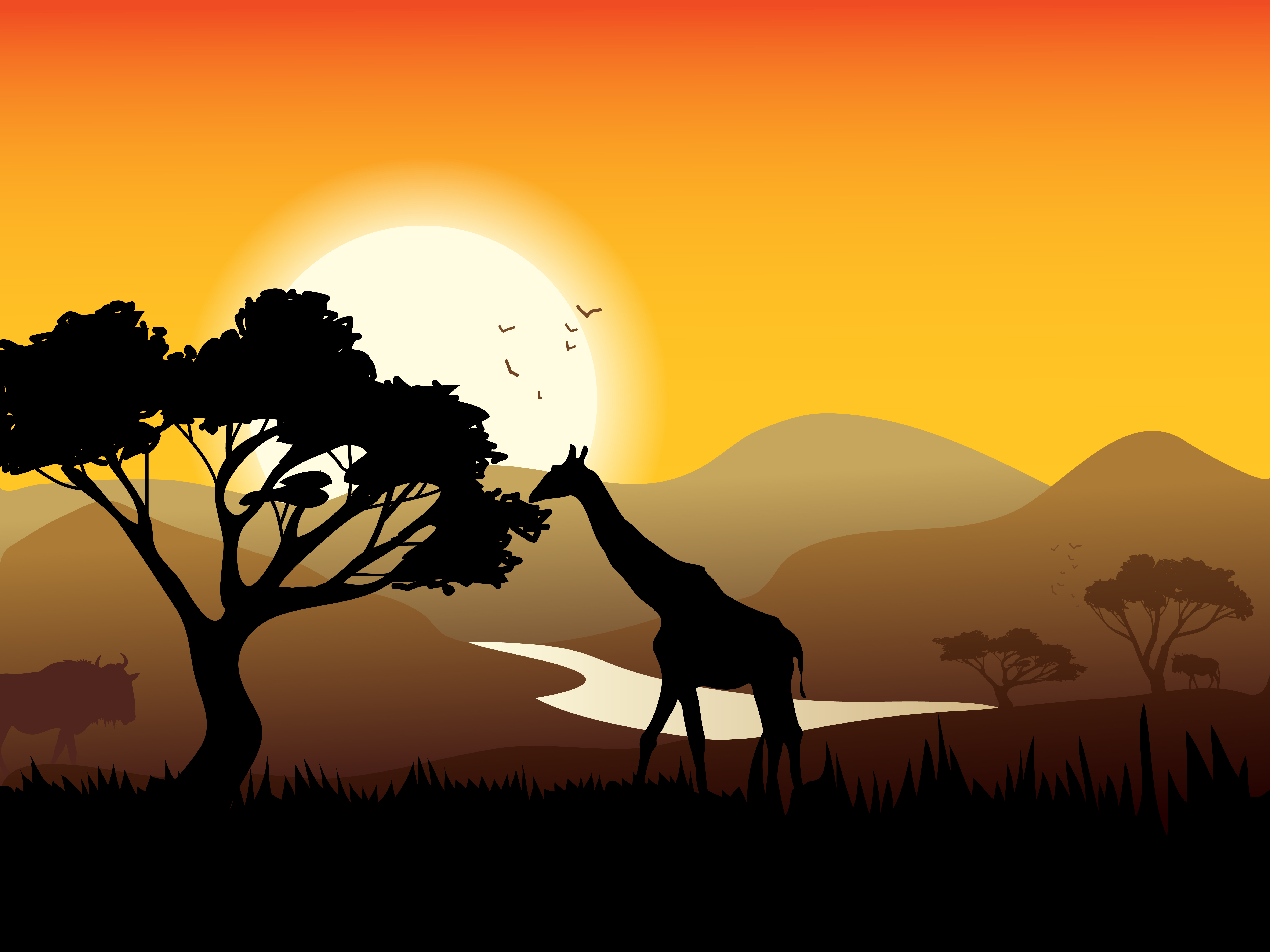 african safari landscape drawing