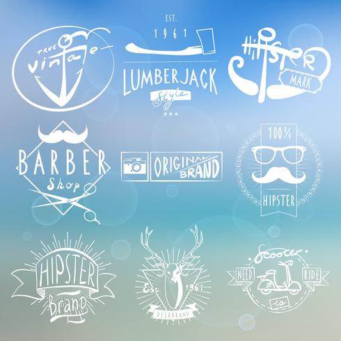 Hipster white vintage labels background vector