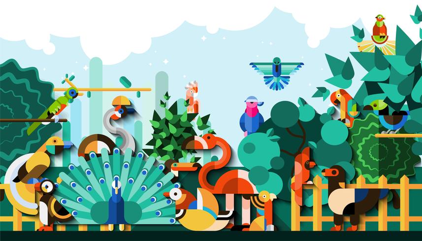 Fondo de aves exóticas vector