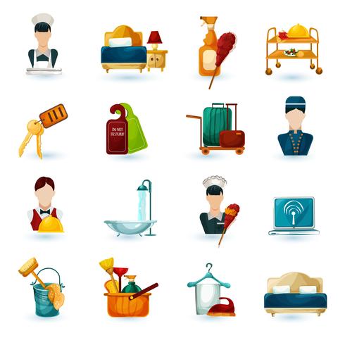 Iconos de mucama del hotel vector