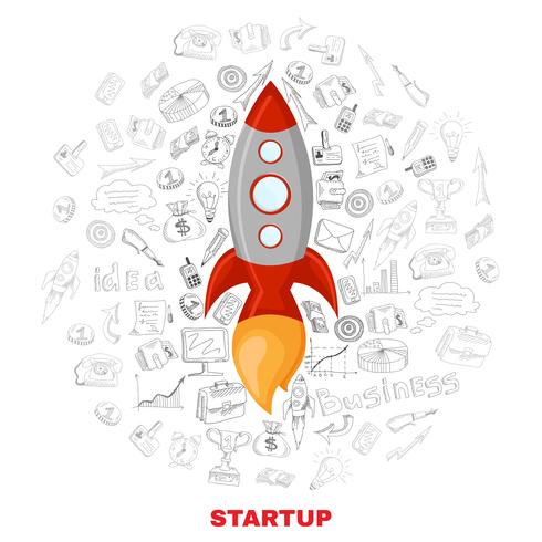 Business startup launch concept poster print vector