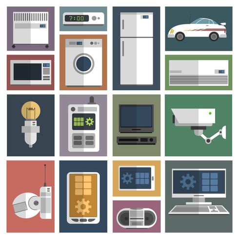 Internet things icons set flat vector