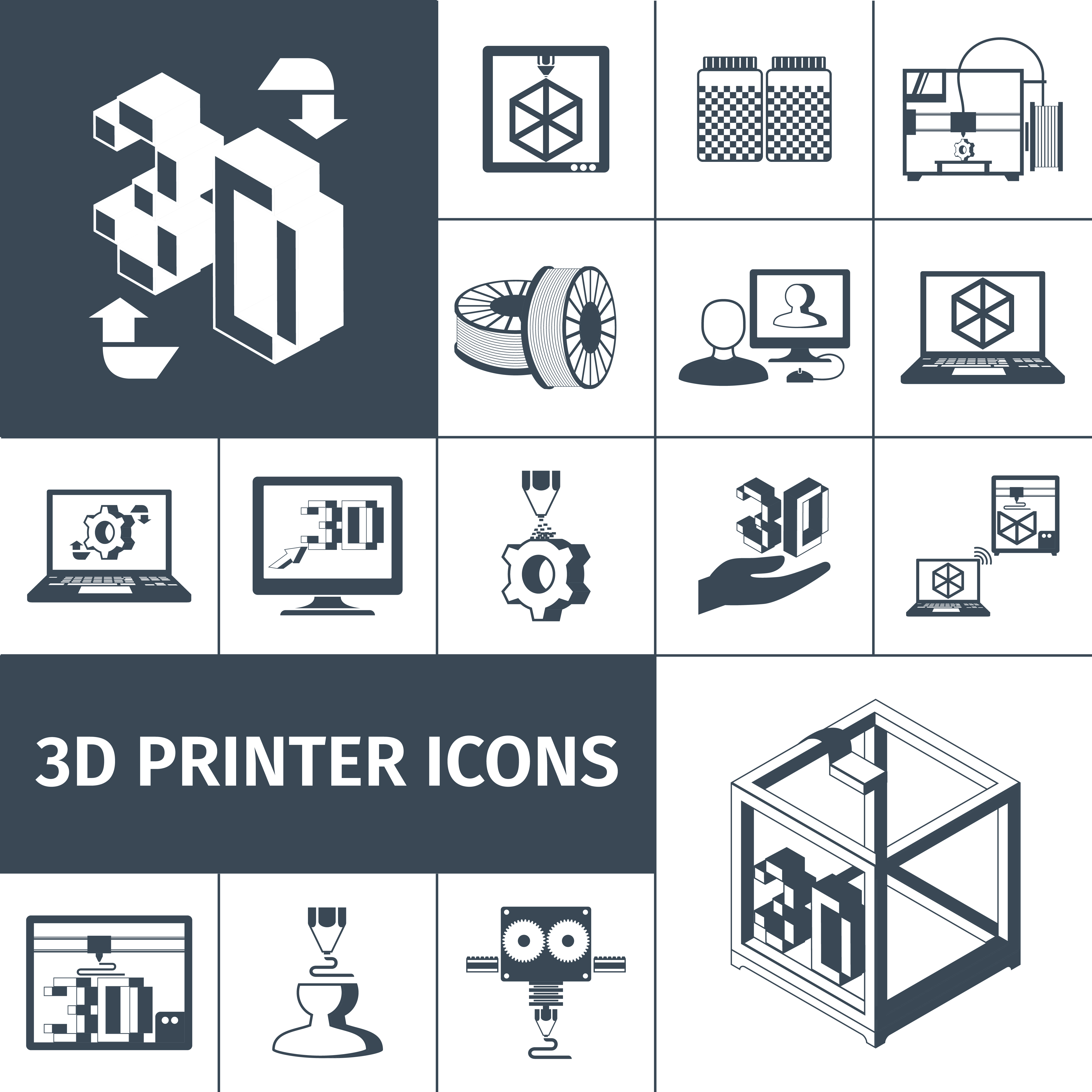 Download Impresora 3d iconos 459095 Vector en Vecteezy
