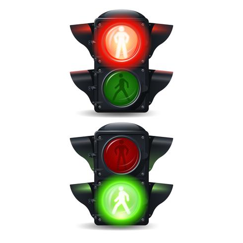 Pedestrian Traffic Lights Set vector