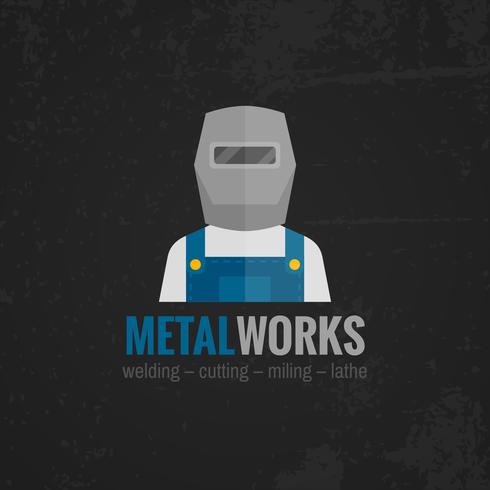  Metalworking icon poster flat vector