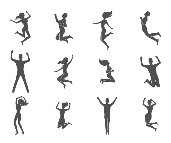 Jumping People Set vector