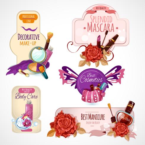 Conjunto de etiquetas de cosméticos vector