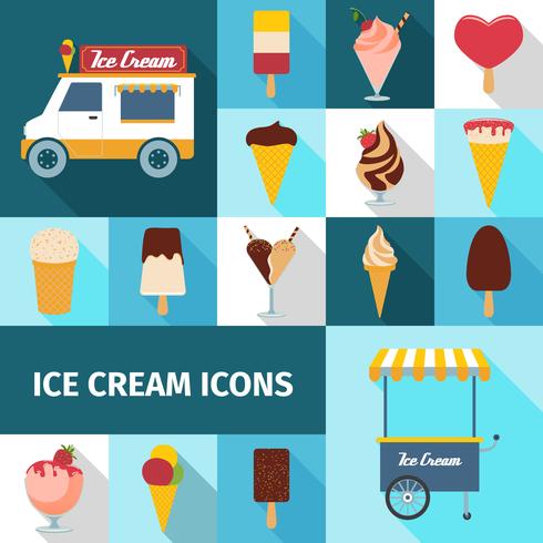 Conjunto de iconos cuadrados de helado vector