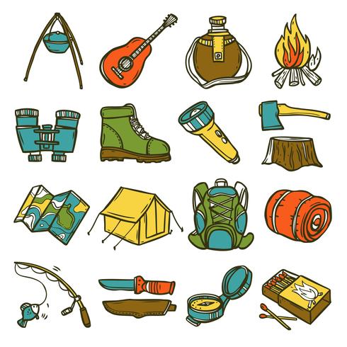 Conjunto de iconos de camping vector