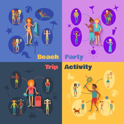 Conjunto de personas de vacaciones vector