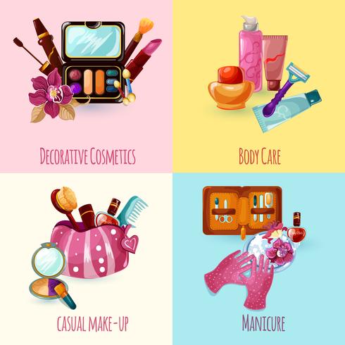 Conjunto de iconos de cosméticos vector