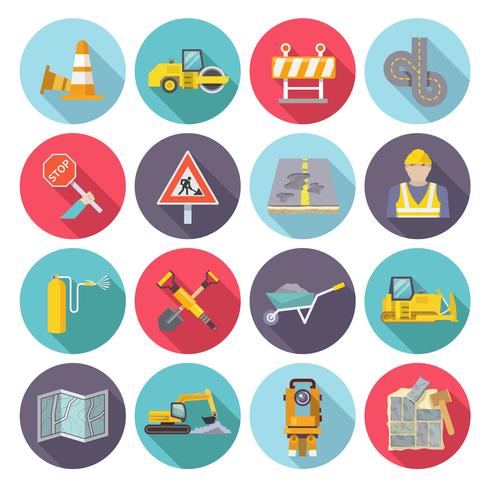 Road Worker Flat Icons vector