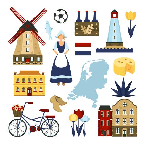 Netherlands Symbols Set vector