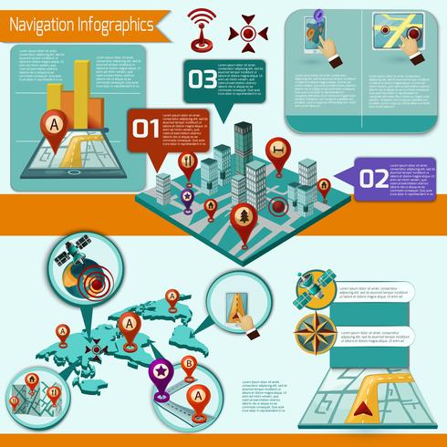 Conjunto infográfico de navegación vector