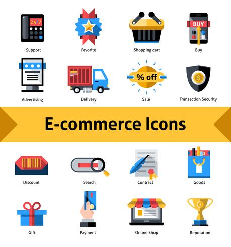 Conjunto de iconos de comercio electrónico vector