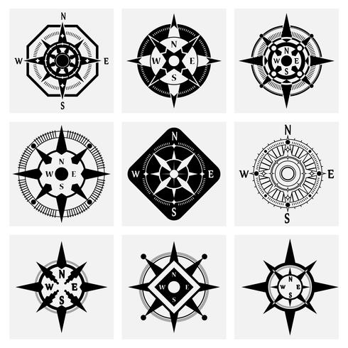 Compass Icons Set vector