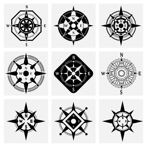 Compass Icons Set vector