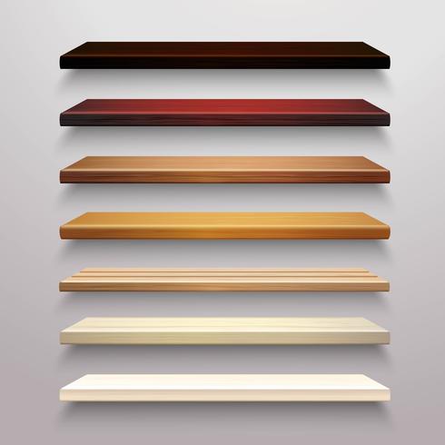 Wooden Shelves Set vector