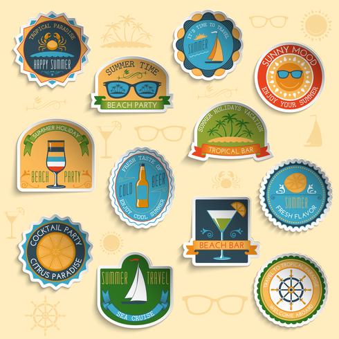Summer vacation emblems stickers set  vector