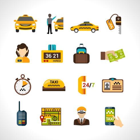 Taxi Icons Set vector