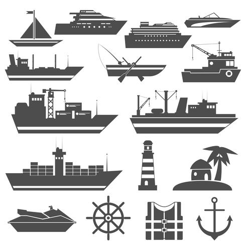 Icono de nave negro vector